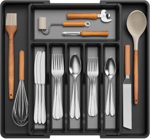 Silverware Drawer Organizer, Expandable Utensil Tray for Kitchen, BPA Free Flatware and Cutlery Holder