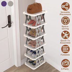 6 Tier Foldable Shoe Rack Vertical Shoe Organizer Narrow Shoe Rack for Small Spaces Space Saving Free Standing for Corner Entryway Hallway Bedroo
