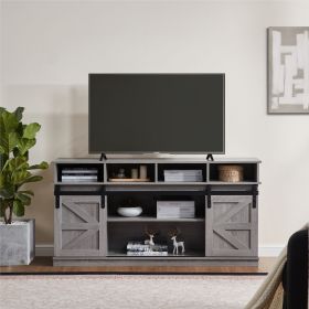 TV Stand Sliding Barn Door Modern&Farmhouse Wood Entertainment Center, Storage Cabinet Table Living Room with Adjustable Shelves for TVs Up to 65