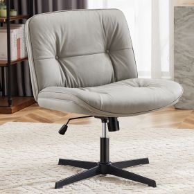 Criss Cross Legged Chair, Armless Office Desk Wide Seat No Wheels, Swivel Height Adjustable Comfy (Color: Khaki)
