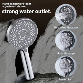 "RV Bathroom Shower Set - 12 Inch Overhead Rain & Handheld Head with Extra Long 59 Inch Hose" (Color: silvery)